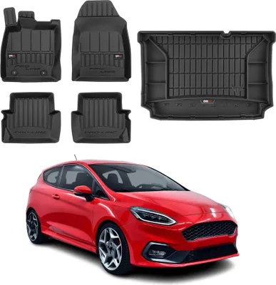 Image de Kit Tapis de Sol et Coffre pour Ford Fiesta mk7 2017-2023 en Caoutchouc Noir