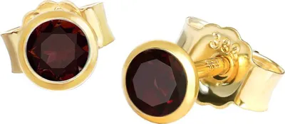 Produktbild von Paar Ohrstecker Echt Granat Rot Gelbgold 333 8 Karat Gold 3,5mm Kleine Ohrringe