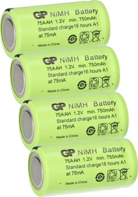 Obrázek produktu pro 4 x dobíjecí baterie GP GP75AAH 2/3AA Mignon NiMH 1,2 V 750 mAh