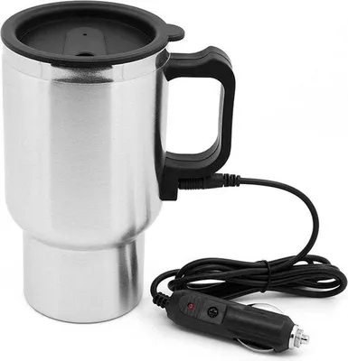 Image de Tasse isotherme 12 V en acier inoxydable, 450 ml, pour boissons chaudes jusqu'à 70 °C, avec couvercle et câble