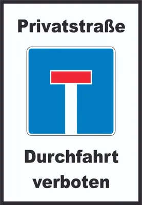 Produktbild von Privatstrasse Durchfahrt verboten Schild A6 Rückseite selbstklebend