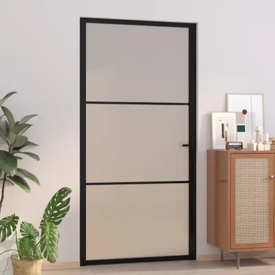 Produktbild von vidaXL Innentür 102,5x201,5 cm Schwarz Mattglas und Aluminium