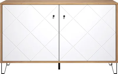 Produktbild von trendteam Wohnen Sideboard Touch Artisan Eiche Melamin/Weiß Matt Tiefzieh 123 x 76 x 40 cm