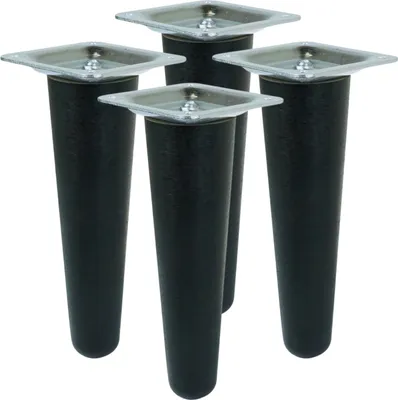Produktbild von Gerades Buchenbein UNIQ 8 cm mit Montageplatte Schwarz 4 Stück