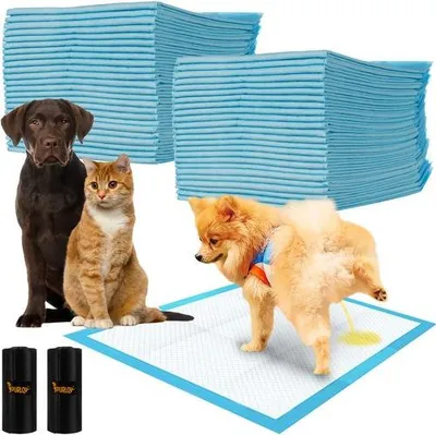 Produktbild von Purlov Trainingsunterlagen für Hunde 60 x 90 cm + 2 Beutel Inkontinenz Bettunterlage für Tiere - Hundezubehör und Welpen - Hundeklo für Zuhause 21602, Menge:100 Stück