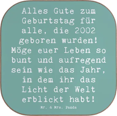 Produktbild von Mr. & Mrs. Panda Untersetzer für Gläser Spruch 2002 Geburtstag - Meeresbrise - Geschenk, besondere Geburtstagwünsche, Design, Glückwunsch, Geburtstagsgeschenk, Glas