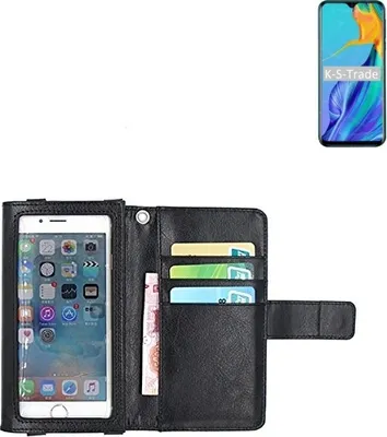 Produktbild von K-S-Trade Handy Hülle Schutz Hülle Kompatibel mit Blackview A60 Pro Case mit Displayschutz / Schutzfolie Flip Cover Wallet case Etui Hülle schwarz