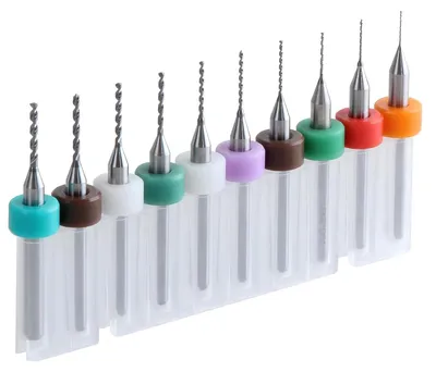 Imagen del producto de Kit de brocas micro, de 10 piezas, de 0,3 a 1,2 mm, para placas de circuito impreso y grabado