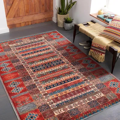 Imagen del producto de Alfombra de pelo corto, lavable, de 160 x 230 cm, antideslizante, ideal para espacios habitables
