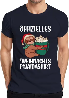 Produktbild von Offizielles Weihnachts-Pyjama Faultier - Weihnachten Weihnachtsgeschenk Christmas Herren T-Shirt, Navy, M