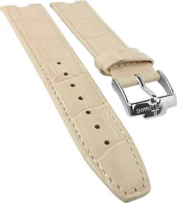 Produktbild von Jacques Lemans Uhrenarmband Leder beige Krokoprägung für 1-1213 1-1423
