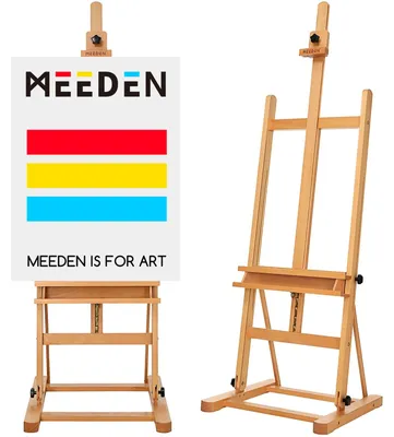 Studio-H-Staffelei aus Buchenholz, höhenverstellbar, neigbar, bis 124,5 cm