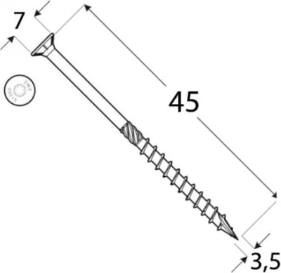 Immagine prodotto di CS 200 Viti da costruzione 3,5x45mm T10 Viti per legno a testa svasata Viti per costruzioni in legno