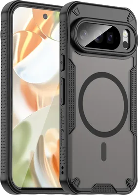 Image de Étui MagSafe pour Google Pixel 10 Pro - Coque arrière Phonesta Shockproof Armor Semi-Transparent - Noir
