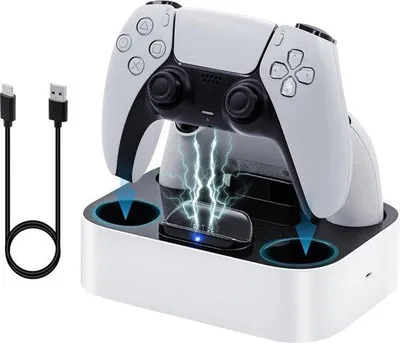 Produktbild von Dual-Ladestation für PS5-Controller – Doppel-Ladegerät mit LED-Anzeige und Überhitzungsschutz