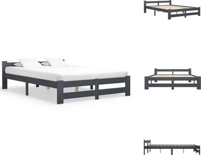 Produktbild von vidaXL Massivholzbett Dunkelgrau Kiefer 140x200 cm -  Betten & Bettgestelle