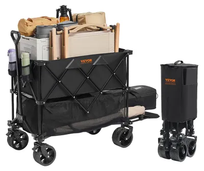 Image de VEVOR Bollerwagen 1320 x 565 x 1065 mm Chariot pour enfants en tissu Oxford 600D avec revêtement PVC Chariot de plage étanche, résistant aux UV capacité de charge max. 102 kg Chariot de transport Chariot d'outillage Chariot à main