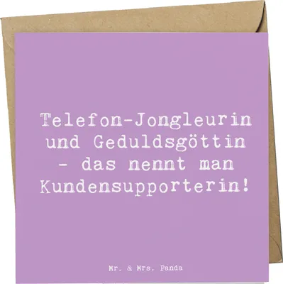 Produktbild von Mr. & Mrs. Panda Klappkarte Spruch Meisterin Kundensupport - Lavendeltraum - Geschenk, anlasskarte, Kundendienst, Berufsalltag, Glückwunschkarte, Grußkarte, Geduld, Beruf