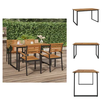 Immagine prodotto di vidaXL Tavolo da giardino con gambe a U 140×80×75 cm in legno massiccio di acacia - Tavoli da giardino