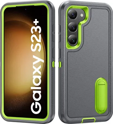 Produktbild von Hülle für Samsung Galaxy S23+ Hybrid Dreilagige Robust Stoßfest Schwerlast Schutzhülle mit Ständer Grau