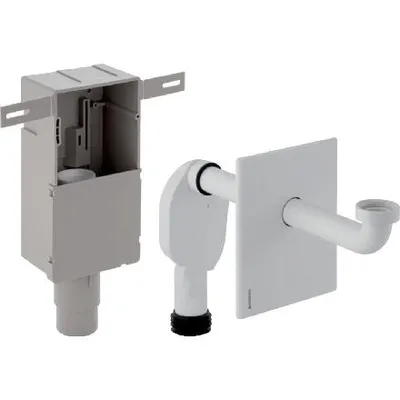 Produktbild von Geberit Set UP-Geruchsverschluss für Waschbecken Abgang horizontal: d=50-56mm G=1 1/4' d1=32mm Edelstahl gebürstet 151121001, 151.121.00.1