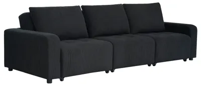 Image de MENZZO Canapé 3 places convertible et modulable Castelo Velours côtelé Noir