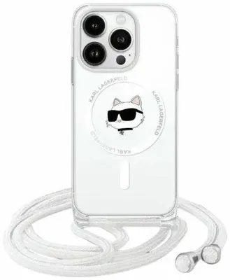 Produktbild von Karl Lagerfeld, IML MagSafe Hülle iPhone 15 mit Band & Choupette Design, Transparent