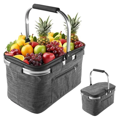 Immagine prodotto di Solidchoice - Cesto pieghevole per la spesa e il picnic, capacità 30 litri, con maniglie imbottite