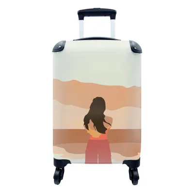 Produktbild von MuchoWow® Koffer Handgepäck Trolley Rollkoffer Kleine Reisekoffer mit 4 Rollen - Frauen - Strand - Sommer - Cabin Size < 55x40x23 cm & 55x40x20 cm - Fotokoffer - Kabinenkoffer - Boardgepäck - Reise-Box - Reisekoffer - Reisegepäck - Koffer mit Bild - Trolley für Kinder