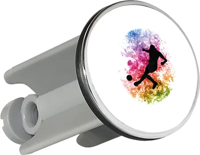 Produktbild von Huuraa Waschbeckenstöpsel Fußballspieler bunte Silhouette 4cm höhenverstellbar Abflussstopfen Geschenkidee