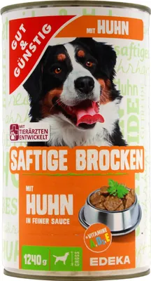 Produktbild von Saftige Brocken Hundefutter mit Huhn in feiner Sauce, 6er Pack (6 x 1.24 kg Dosen)