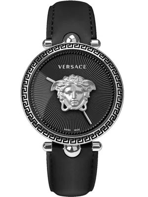 Produktbild von Versace VECO01622 Palazzo Empire silber schwarz Leder Armband Uhr Damen NEU
