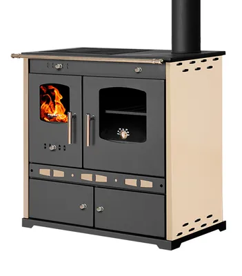 Immagine prodotto di Stufa a legna Prometey Perfect ECO LUX - 11 kW, piastra Gusseisen, avorio