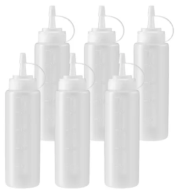 6 Quetschflaschen 240 ml BPA-frei mit Skala und Verschluss