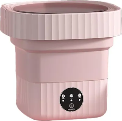 Immagine prodotto di INF Lavatrice Pieghevole Portatile con Luce Blu, 6L, Scarico Esterno, Coperchio Rosa