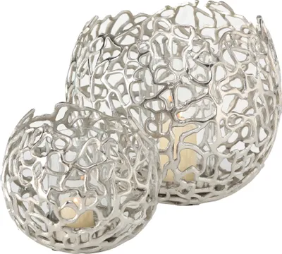 Produktbild von Boltze Windlicht Fidan Leuchter aus Aluminium vernickelt Klarglas Silber 7099700