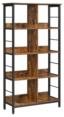 Image de Bibliothèque Industrial Loft en Bois de Chêne Rustique et Métal