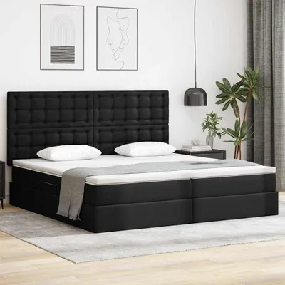 Image de Maison Exclusive - Lit avec rangement et tête de lit, noir, 200 x 200 cm, simili cuir