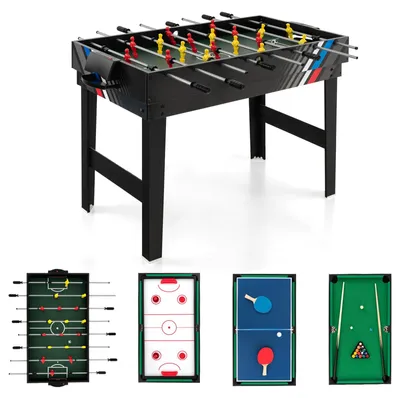 Produktbild von GIANTEX 4 in 1 Spieltisch, Multigame, Tisch mit Tischkicker Airhockey Billardtisch Tischtennis, Kickertisch Tischhockey Multifunktionstisch, Schwarz
