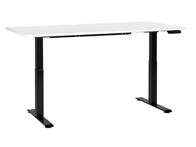 Produktbild von BELIANI Schreibtisch Weiß & Schwarz Melamin 160x72cm Elektrisch Höhenverstellbar Rechteckig mit USB Metallgestell Modern Büro Steh-Sitz-Tisch Stehtisch