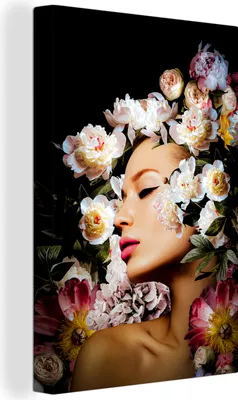 Zdjęcie produktu dla OneMillionCanvasses® - Obrazy na płótnie - 90x140 cm, Kobiety - Kwiaty - Róże - Portret, Dekoracja ścienna - Zdjęcie na płótnie - Obraz na drewnianej ramie - Dekoracja ścienna - Sypialnia