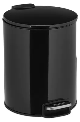 Image de Poubelle de salle de bain Relaxdays, 5 litres, système d'ouverture automatique, seau intérieur amovible, en métal, à pédale, noire