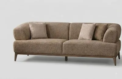 Image de Canapé élégant, 3 places, revêtement en tissu beige, confortable, style scandinave