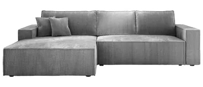 Produktbild von E-ZIMPAZ Ecksofa COBRA S mit Schlaffunktion und Bettkasten, Stilvoll Eckcouch L-Form, Cordstoff, Holzkonstruktion, Seite Links Hellgrau POSO 55