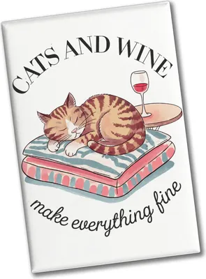 Produktbild von Katzen & Wein Souvenir Souvenir Magnet für Katzen- und Weinliebhaber