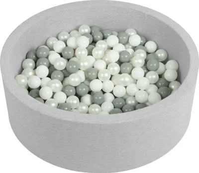 Produktbild von Selonis bällebad bällepool für baby kinder 90x30cm/200 bälle rund, hellgrau: weiß/grau/perle