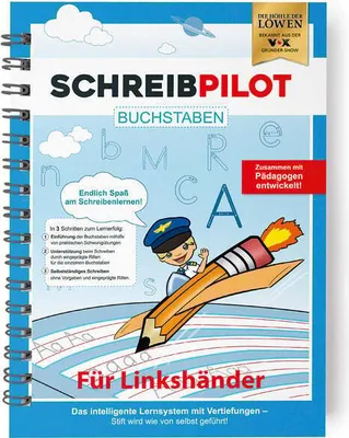 Produktbild von SCHREIBPILOT Schreiblernheft für Linkshänder ABC-Schützen Buchstaben Grundschule Kindergarten Schwungübungen Lernsystem von Lehrern Schülern
