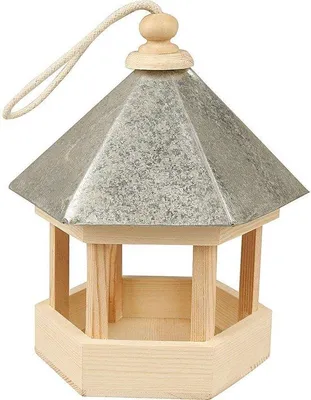Produktbild von Famanu Vogelhaus sechseckig Holz 22x18x16,5 cm Zinkdach Kiefer - Gartendekoration