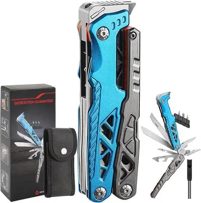 Productafbeelding van 17-in-1 Multitool Roestvrij Staal met Tang, Klapmes, Zaag, Schroevendraaier, Hamer en Nageltrekker - Opvouwbaar Multifunctioneel Gereedschap
