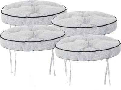 Produktbild von 4er Set Stuhlkissen 38x38 cm – Bequemes 10 cm Kissen für Stuhl & Bank & Schemel – Gepolstertes Sitzkissen Stuhl für Stühle und Bänke Aschgrau Inari